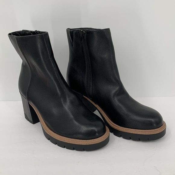 MIA Nathan Moto chunky ankle boot black platform lug shoe vegan zipper 9.5 - Picture 2 of 5